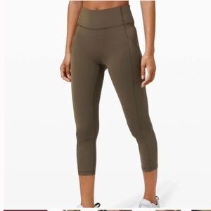 Lululemon Invigorate High-Rise Crop 23” Dark Olive Pocket Legging